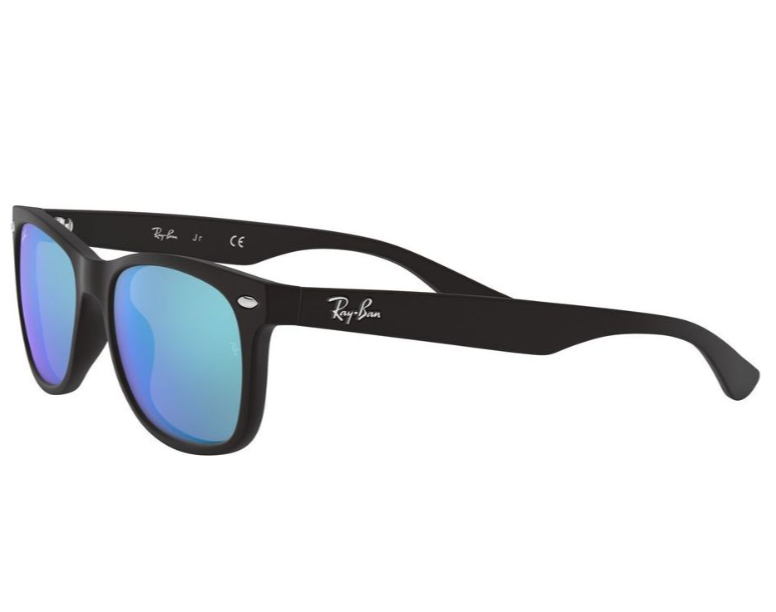 Ray-Ban NEW WAYFARER JUNIOR RJ 9052S Matte Black/Grey Blue Mirror (100S/55)